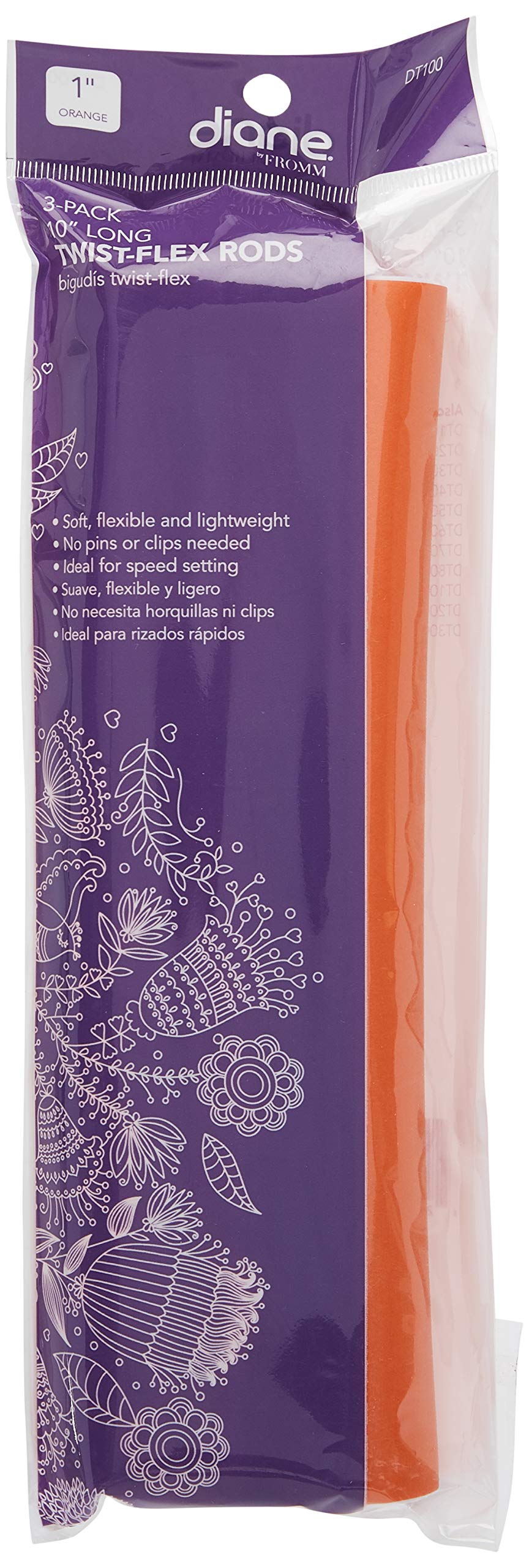 Orange, 1 Inch : Diane Jumbo Twist-Flex Rod, Orange, 3 count 1 Inch