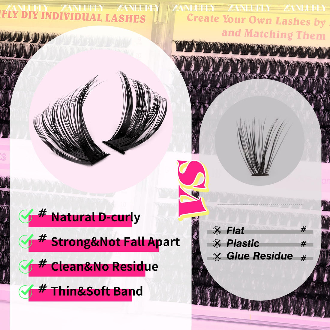 Lash Clusters D-Curly Individual Lashes Volume Eyelash Clusters Bulk zanlufly Thick Lash Extension 560Pcs Natural DIY Eyelash Extension (9-16MM,60D+70D+80D+100D)