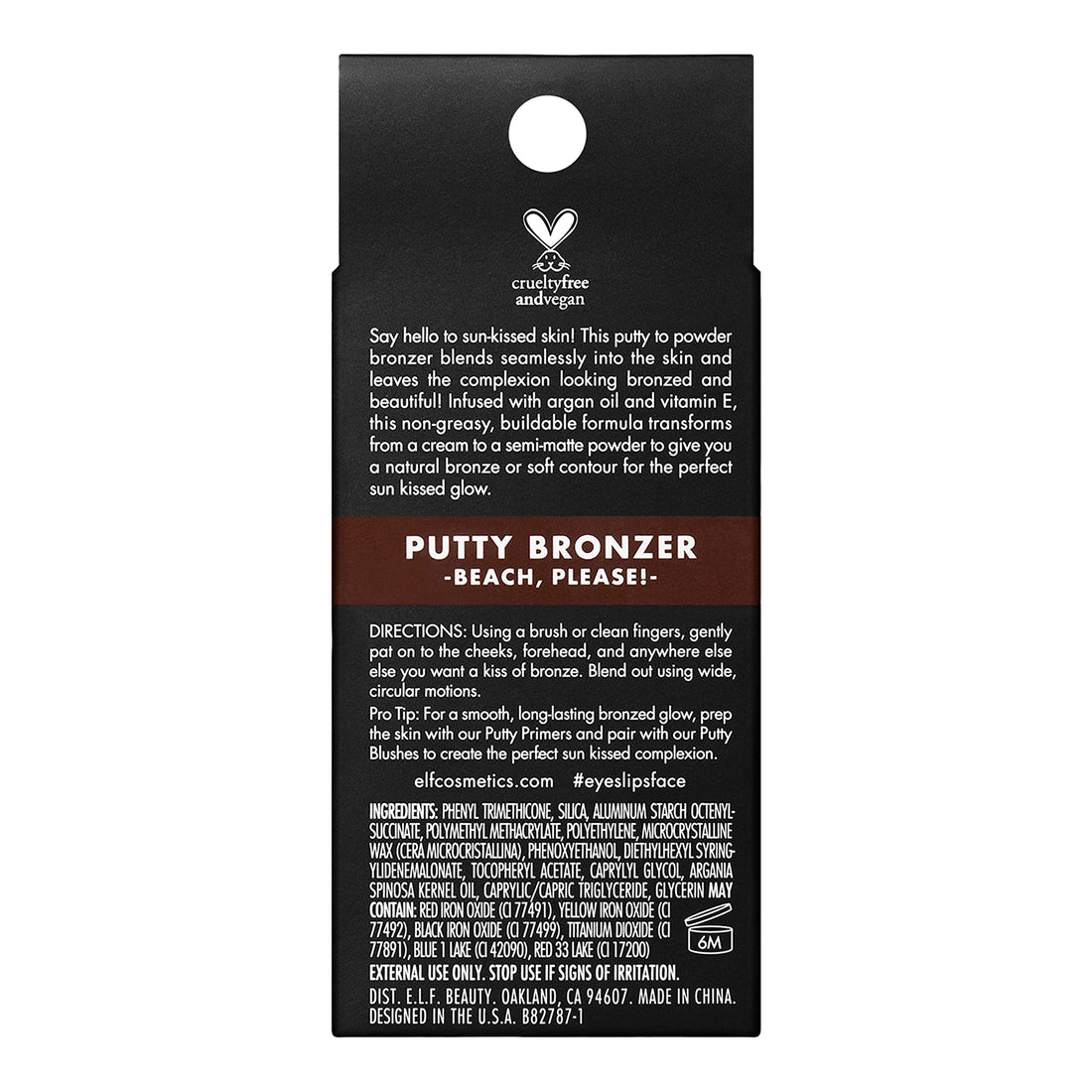e.l.f. Putty Bronzer, Creamy & Highly Pigmented Formula, Creates a Long-Lasting Bronzed Glow, Infused with Argan Oil & Vitamin E, Beach, Please!, 0.35 Oz