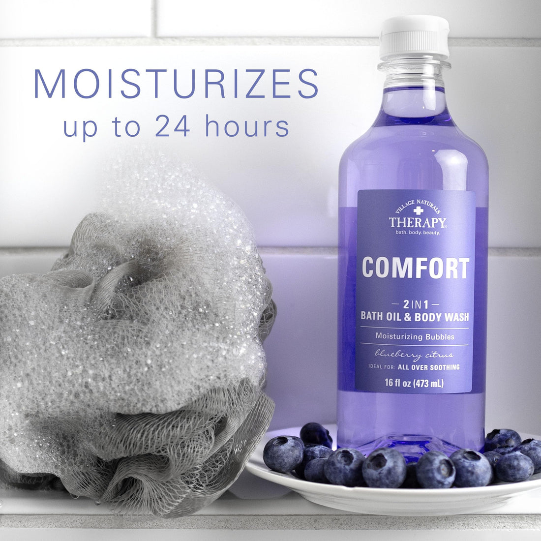 Village Naturals Therapy, Comfort 2-in-1 Foaming Bath Oil & Body Wash, 16 oz, Pack of 4