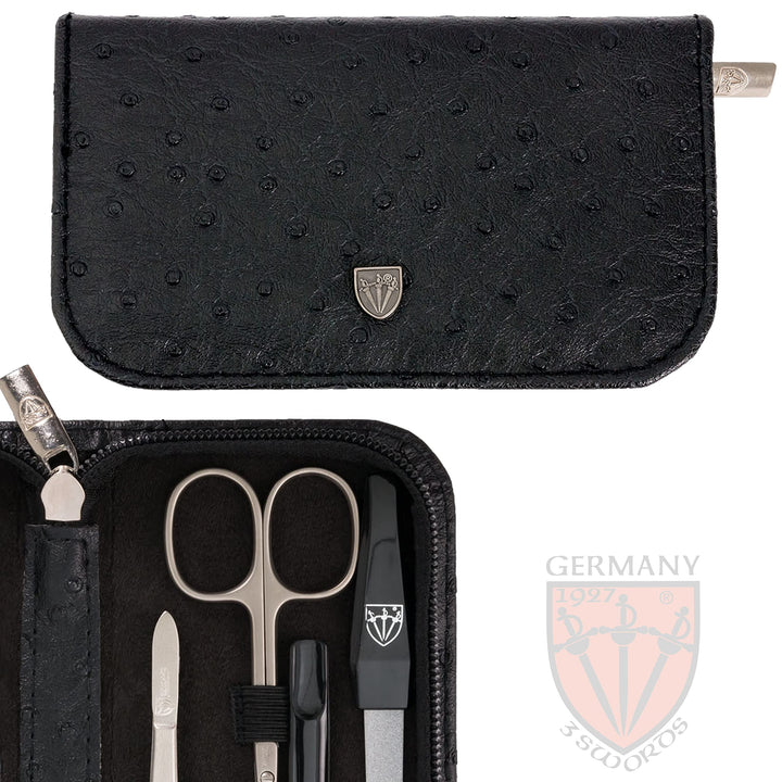 3 Swords Germany - brand quality 8 piece manicure pedicure grooming kit set for professional finger & toe nail care scissors clipper fashion leather case in gift box, Made in Solingen Germany (03928)