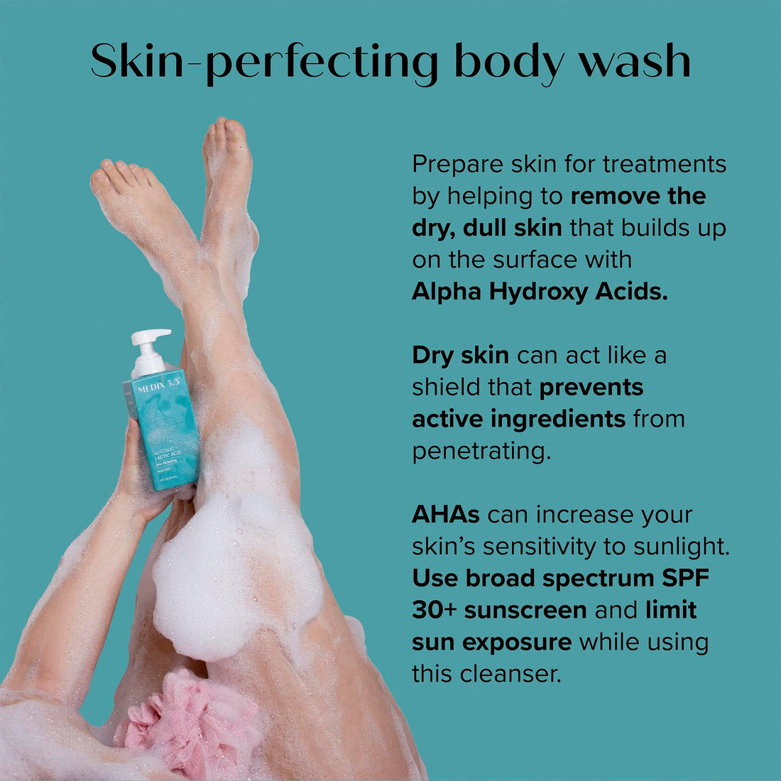 MEDIX 5.5 Exfoliating AHA Glycolic Acid Face & Body Wash Cleanser + Retinol Moisturizing Body Cream Lotion Skin Care 2PC Set | Alpha Hydroxy Acid & Lactic Acid Foaming Face Wash, 2-PC