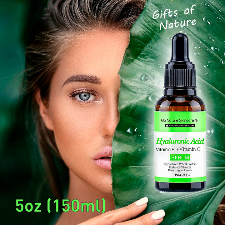 Hyaluronic Acid Serum (5oz) – 100% Pure Hyaluronic Serum for face & Anti-Aging Formula for Face – Wrinkle Reduction, Brightening & Moisturizing with Vitamin C for All Skin Types