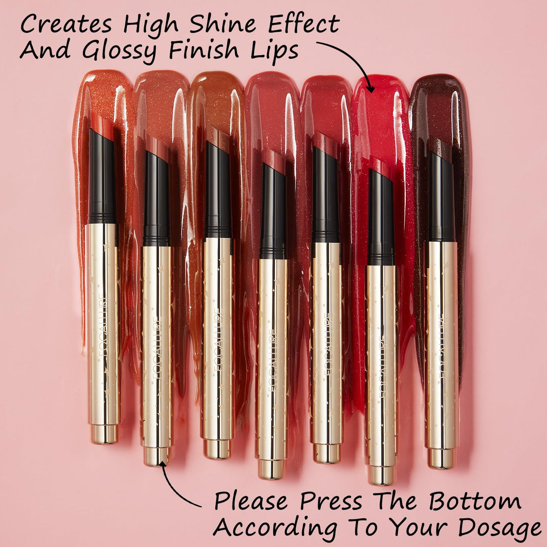 FOCALLURE Shimmer Lipstick,Moisturizing Plumping Lip Gloss,Shimmery Glossy Finish,Hydrating,Long Lasting,Non-Stick Cup Lip Makeup,High Shine for Plumper Looking Lips,Unicorn
