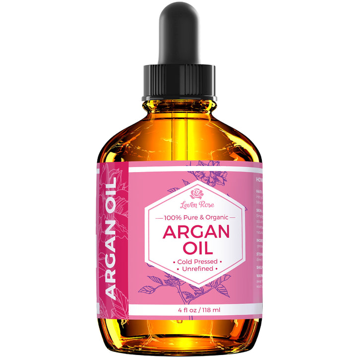 Leven Rose Argan Oil for Face, Hair and Skin - 4 oz 100% Pure Moroccan Cold-Pressed Organic