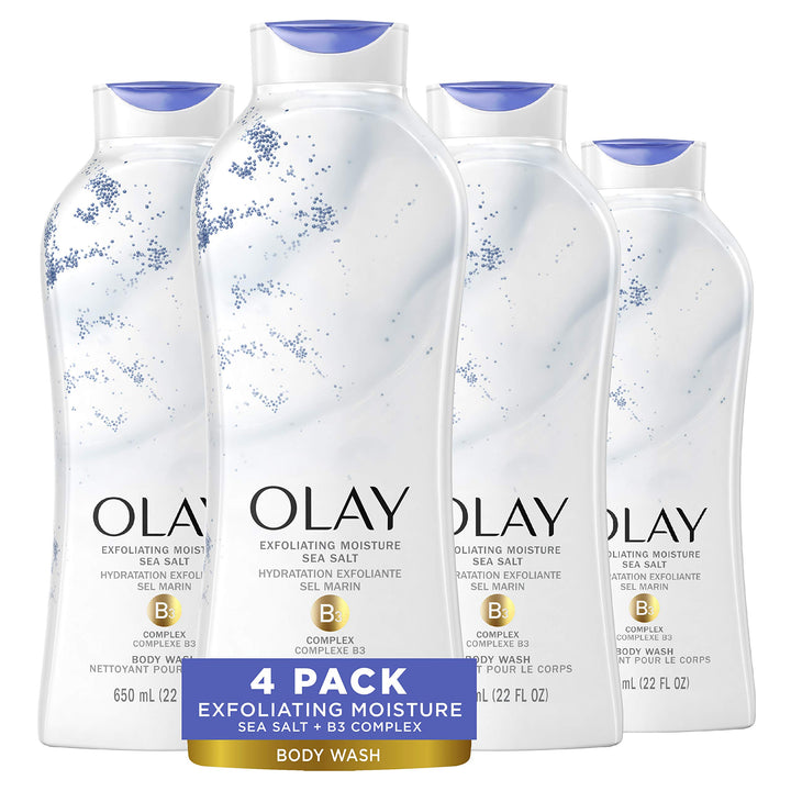 Daily Exfoliating With Sea Salts : Olay Daily Exfoliating with Sea Salts Body Wash, 22 oz, (4 Count)