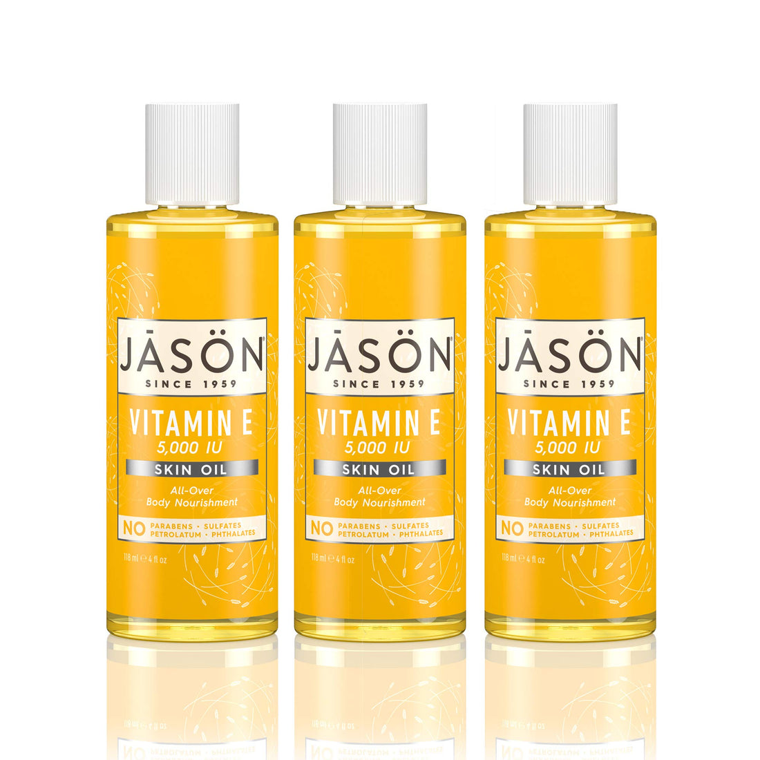 JASON Vitamin E Oil 5,000 IU Pure Oil, 4 Ounce Bottles (Pack of 3)