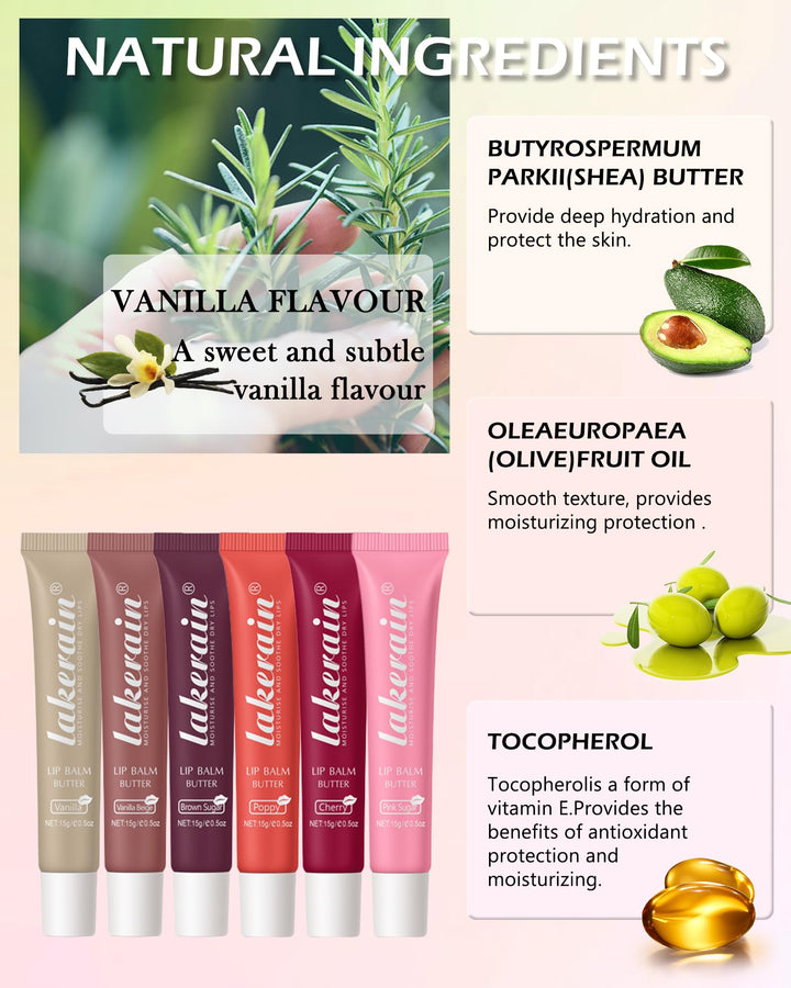 Tinted Lip Butter Balm-3 Colors Vanilla Beige Brown Pink Sugar Lip Gloss,Clear Jelly Yummy Tint Lip Stain,Long Lasting Hydrating Glow Reviver Lip Care Oil,Women's Day Makeup Gift for Women-Set A