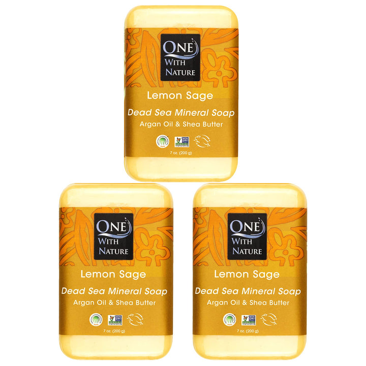 One With Nature Dead Sea Minerals Lemon Sage Soap with Argan Oil and Shea Butter