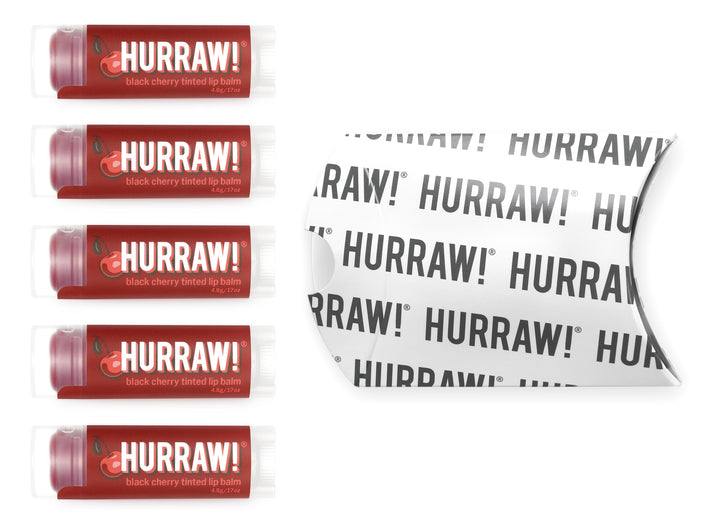 Hurraw! Black Cherry Tinted Lip Balm, 5 Pack: (Sheer Red Tint) Organic, Certified Vegan, Cruelty and Gluten Free. Non-GMO, 100% Natural Ingredients. Bee, Shea, Soy and Palm Free. Made in USA