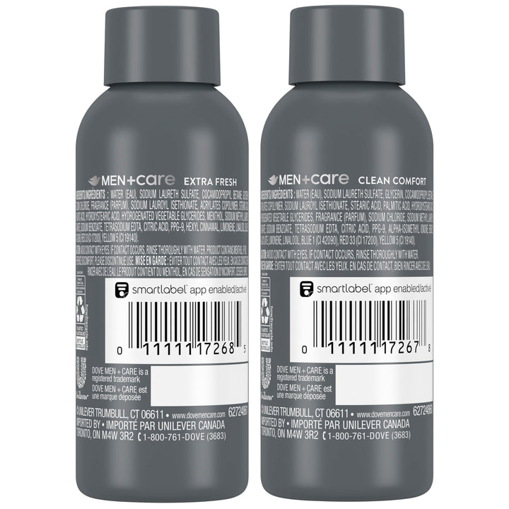 DOVE MEN + CARE Body & Face Wash Variety 2-Pack –Extra Fresh + Clean Comfort, Travel Essentials, 3 Oz Ea