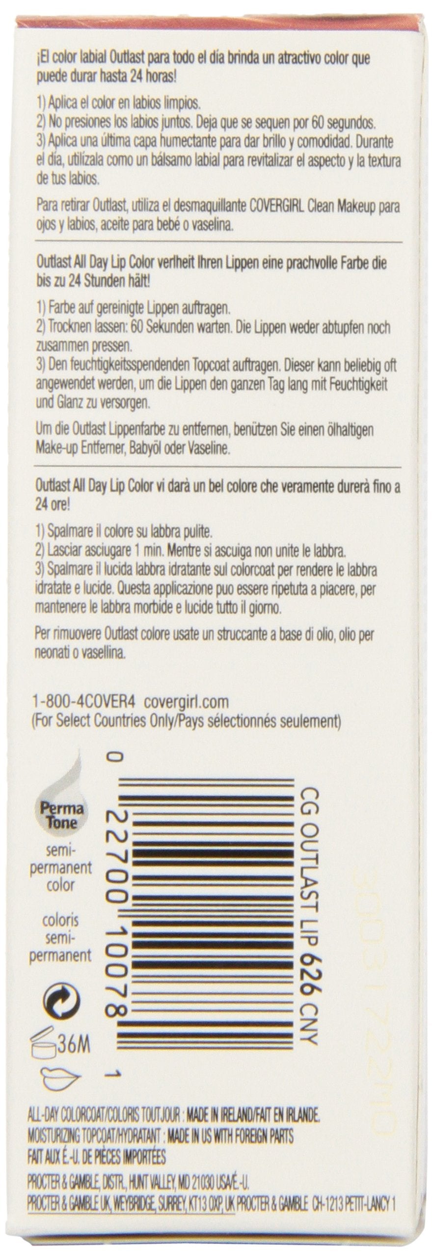 CoverGirl Outlast All Day Two Step Lipcolor, Canyon 626, 0.13 Ounce