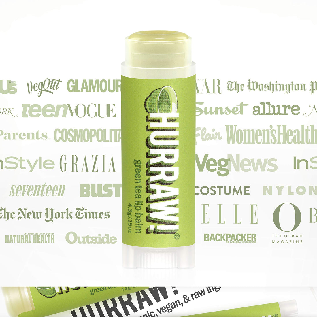 Hurraw! Green Tea Lip Balm, 2 Pack: Organic, Certified Vegan, Cruelty and Gluten Free. Non-GMO, 100% Natural Ingredients. Bee, Shea, Soy and Palm Free. Made in USA
