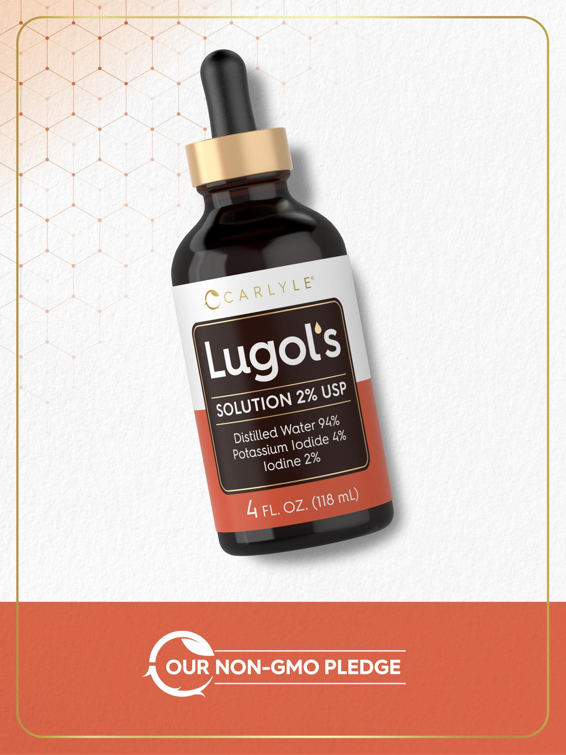 Carlyle Lugols Iodine 2 Percent | 4 fl oz (Pack of 1) | Potassium Iodide and Iodine Solution 2% Liquid Drops