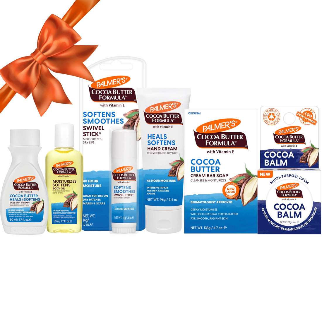 Palmer's Cocoa Butter Formula Mini Easter Basket Stuffers (6 Piece) - Moisturizing Body Oil, Intensive Body Lotion, Cocoa Balm, Swivel Stick Lip Balm, Bar Soap, Hand Cream, Skin Care for Dry Skin
