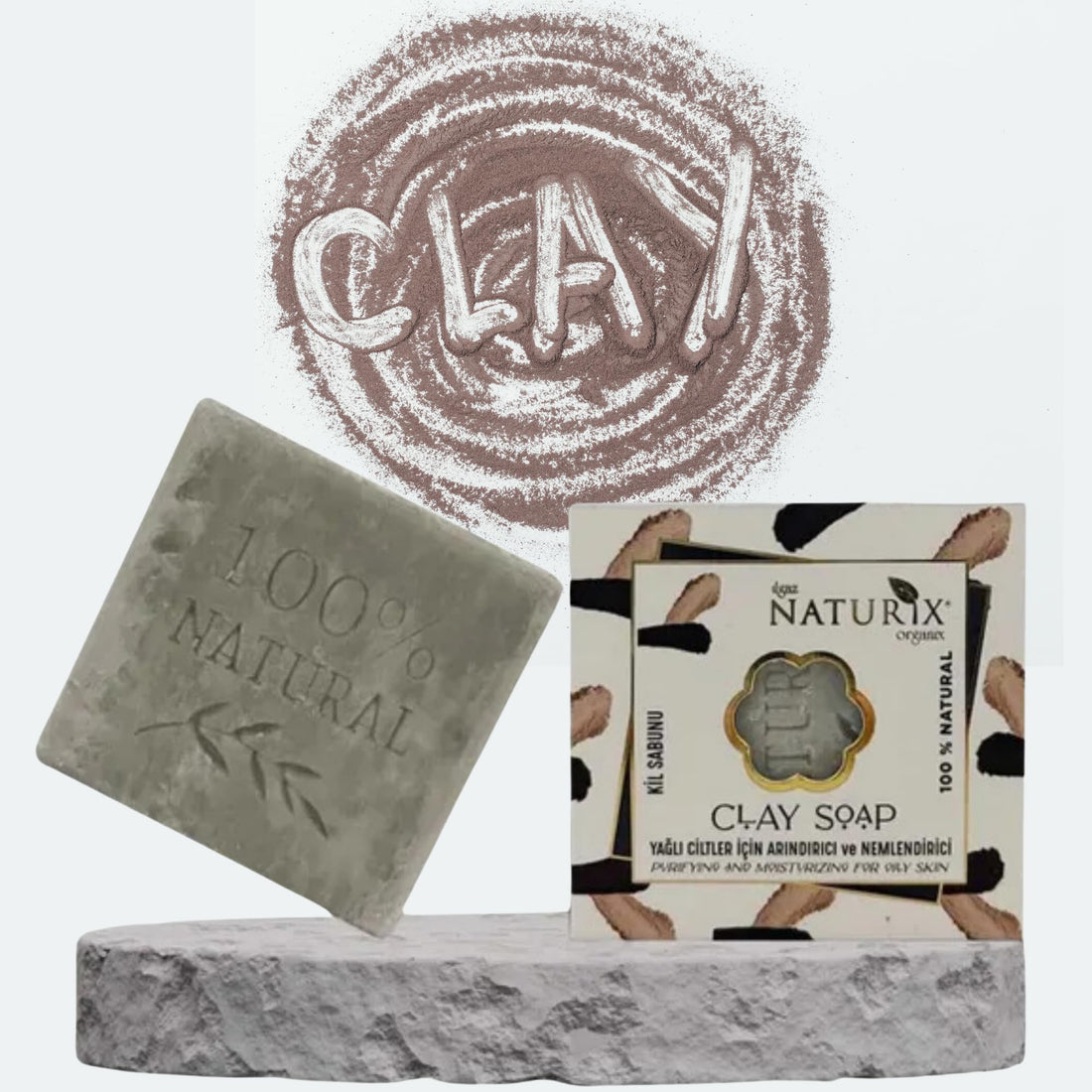 LIMOPA Organic Bar Soap Moisturizing Soap Made from Natural Oil | Hair Hand Face Body Bath Wash | Skin Care Cleanser Shampoo (Clay)