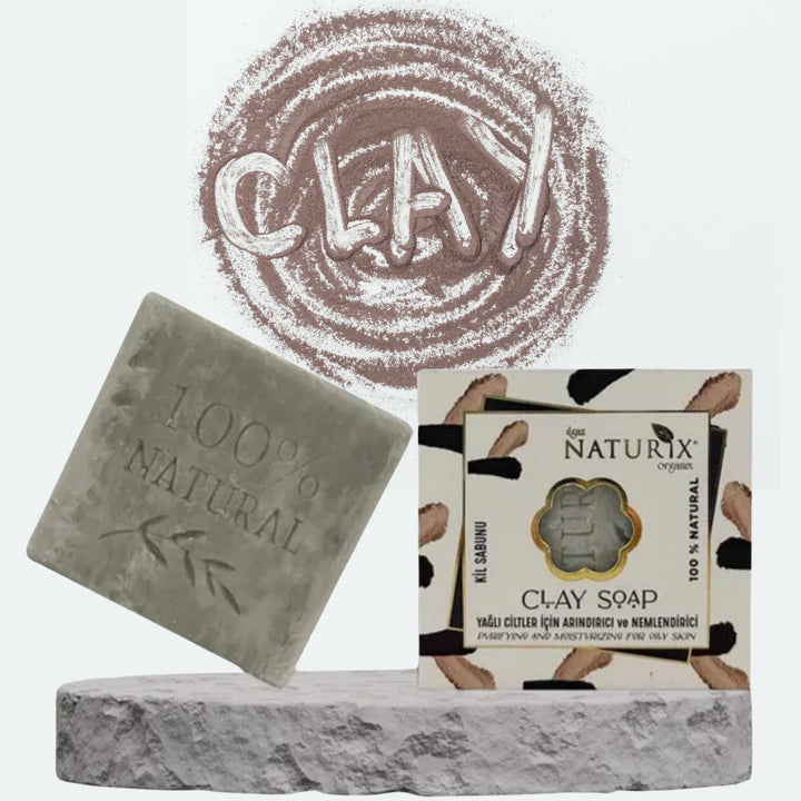 LIMOPA Organic Bar Soap Moisturizing Soap Made from Natural Oil | Hair Hand Face Body Bath Wash | Skin Care Cleanser Shampoo (Clay)