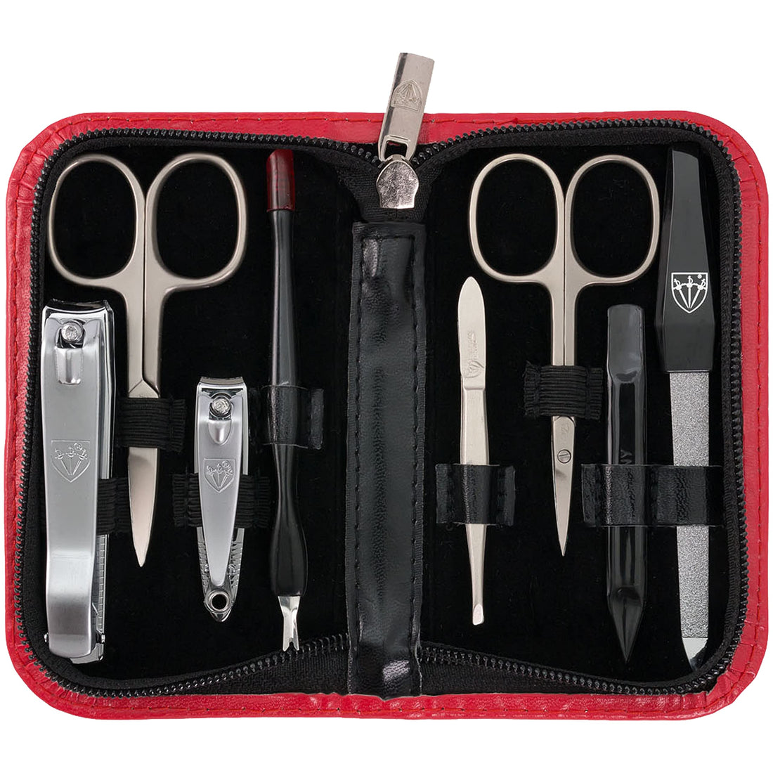 3 Swords Germany - brand quality 8 piece manicure pedicure grooming kit set for professional finger & toe nail care scissors clipper fashion leather case in gift box, Made in Solingen Germany (03911)