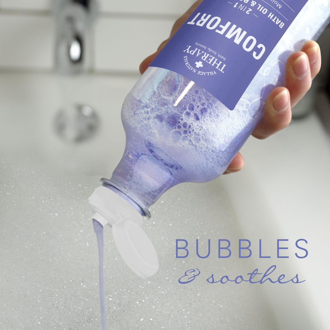 Village Naturals Therapy, Comfort 2-in-1 Foaming Bath Oil & Body Wash, 16 oz, Pack of 4