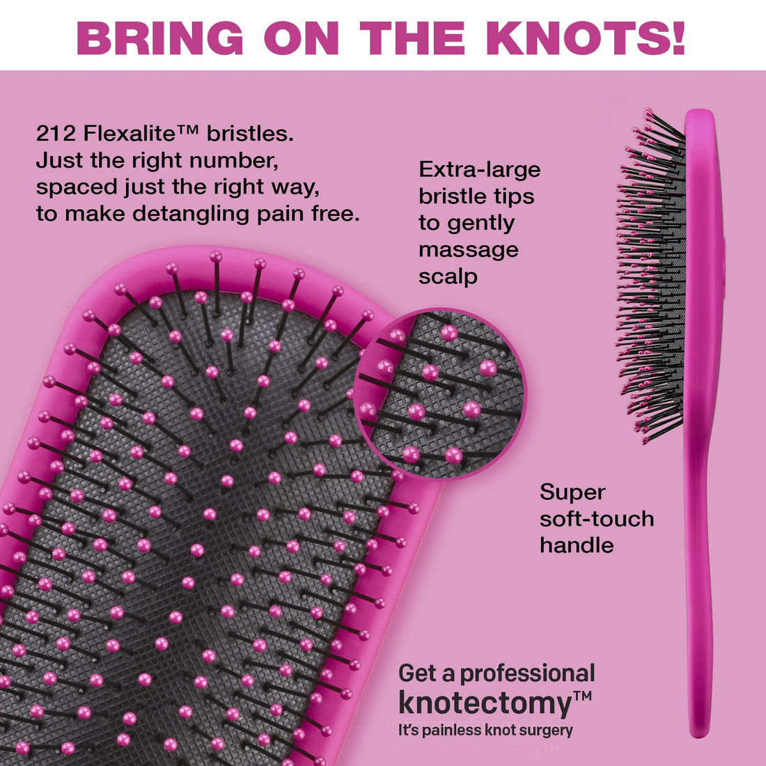 Conair, The Knot Dr, Pro Brite Wet & Dry Detangler, Pink, 1 Brush