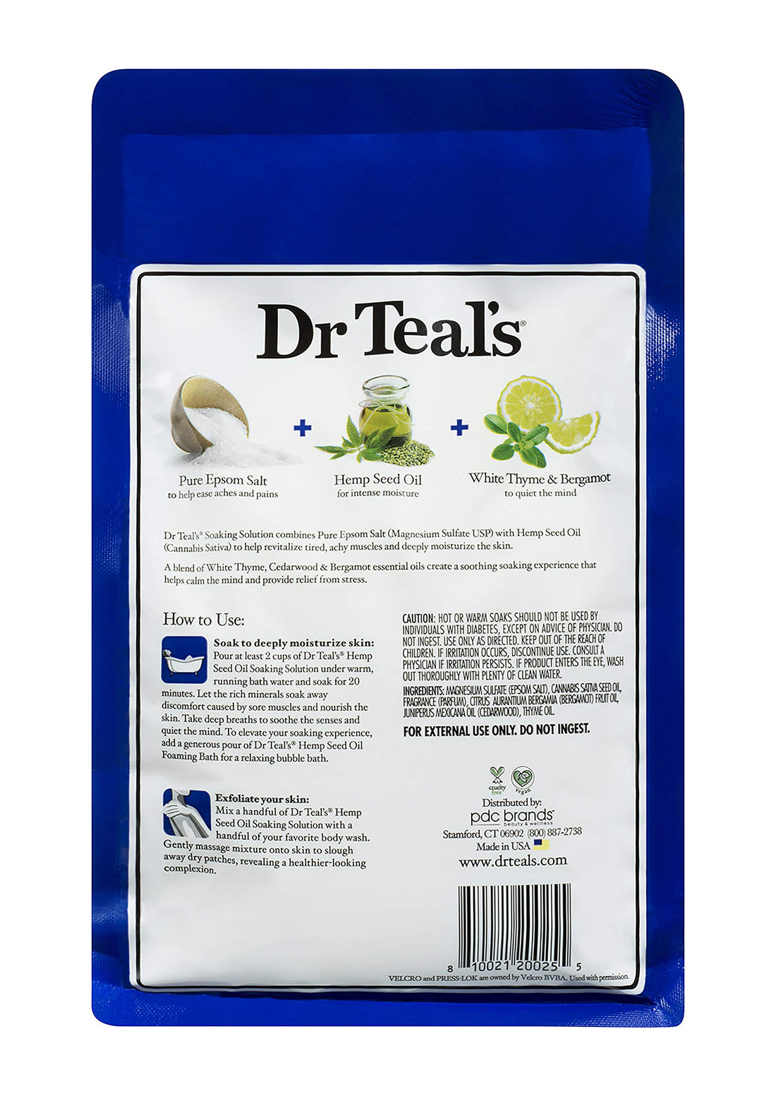 Dr. Teal's Pure Epsom Salt Soak & Sleep Lotion Gift Set - Cannabis Sativa Hemp Seed Essential Oil Blend (3lbs), Nighttime Therapy Melatonin Body Lotion (8oz) - Calms the Senses & Promotes Better Sleep