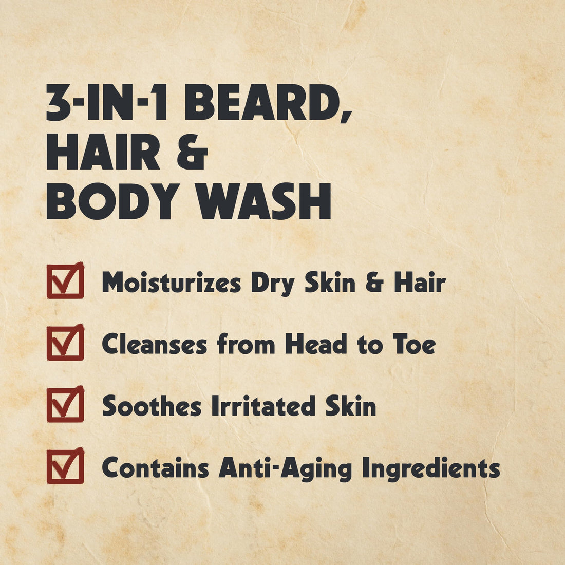 WARLORD 3-in-1 Mens Body Wash, Hair Shampoo Conditioner & Beard Wash - Hydrating & Formulated for Facial Hair w/Vitamin E & Antioxidants for Sensitive Skin - Southern Tobacco, 16 oz bottle w/pump