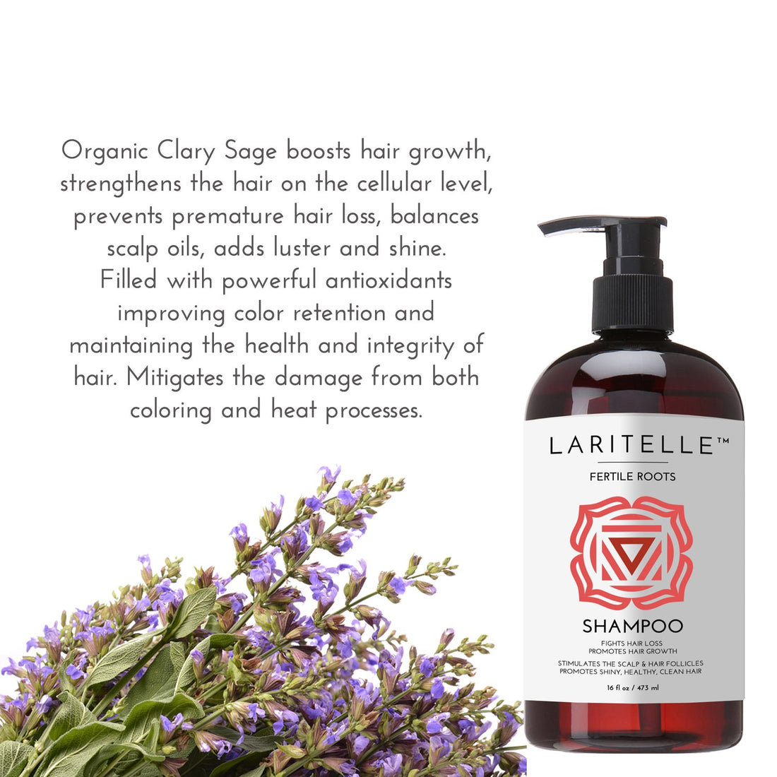 Laritelle Organic Hair Growth Set | Shampoo 17 oz + Conditioner 16 oz + Hair Loss Treatment 4 oz | Ayurvedic Herbs, Lavender, Ginger, Rosemary | NO GMO, Sulfates, Gluten, Alcohol, Parabens, Phthalates