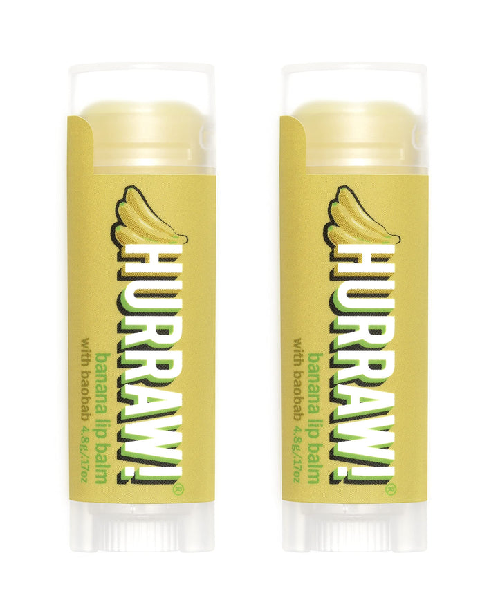 Hurraw! Banana Lip Balm, 2 Pack: Organic, Certified Vegan, Cruelty and Gluten Free. Non-GMO, 100% Natural Ingredients. Bee, Shea, Soy and Palm Free. Made in USA