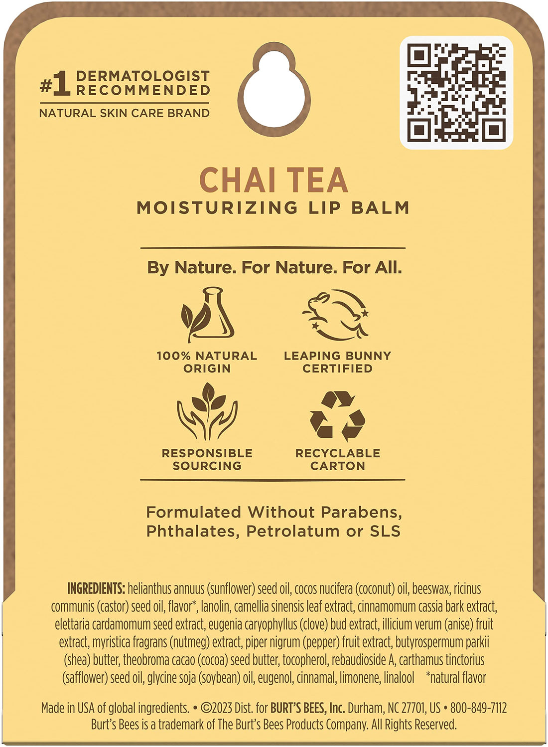 Burt's Bees Chai Tea Lip Balm Blister, 0.15 Ounce