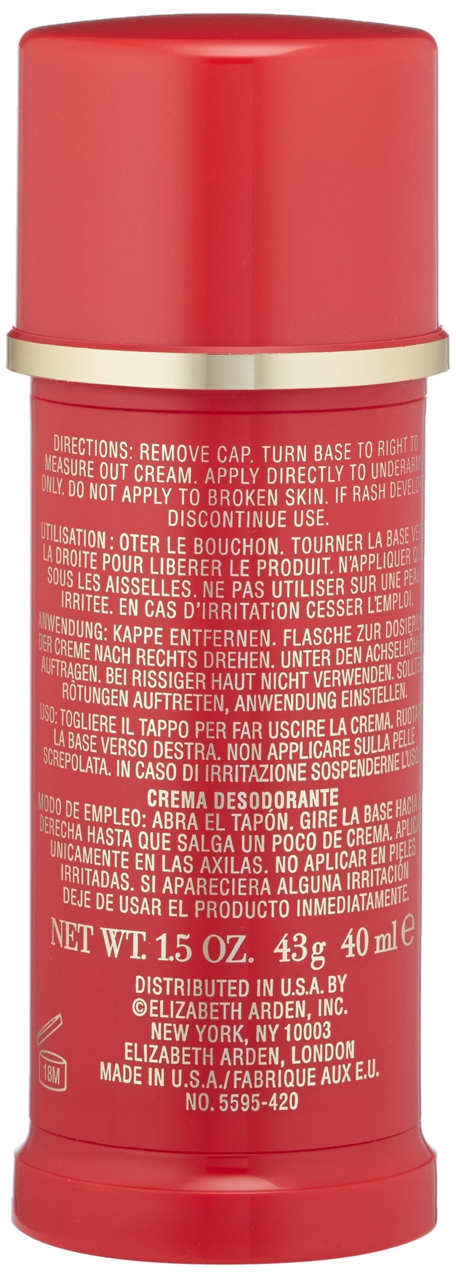 Elizabeth Arden Red Door Cream Deodorant, 1.5 oz.