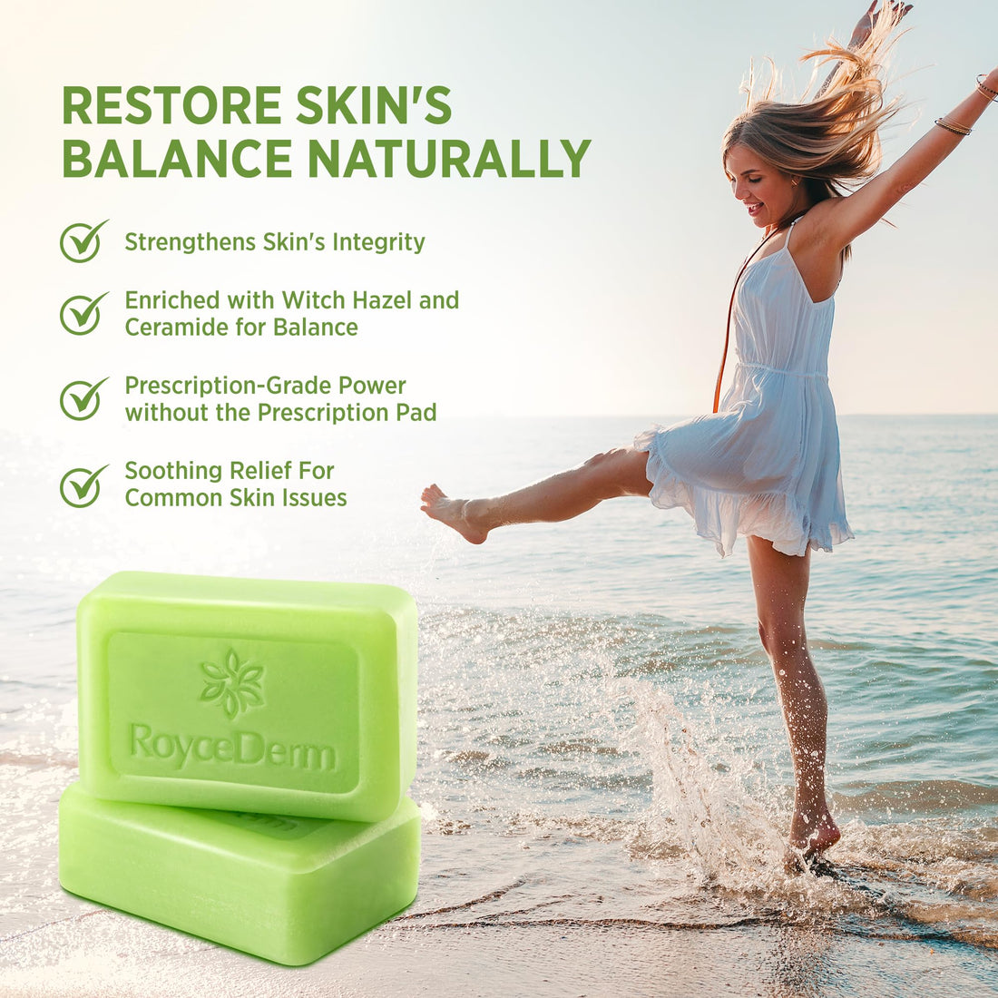 Roycederm Antifungal Antibacterial Tea Tree Soap: Antifungal Antibacterial Treatment for Face & Body Acne, Athlete's Foot, Tinea, Folliculitis Ringworm Jock Itch (Pack of 1)