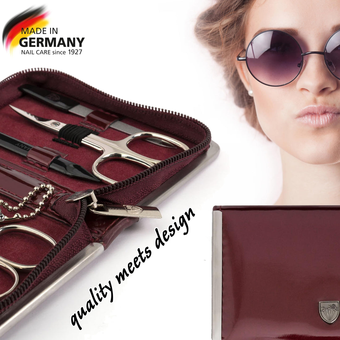 3 Swords Germany - brand quality 6 piece manicure pedicure grooming kit set for professional finger & toe nail care scissors clipper fashion leather case in gift box, Made in Solingen Germany (02174)