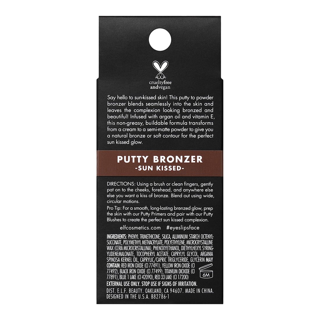 e.l.f. Putty Bronzer, Creamy & Highly Pigmented Formula, Creates a Long-Lasting Bronzed Glow, Infused with Argan Oil & Vitamin E, Sun Kissed, 0.35 Oz