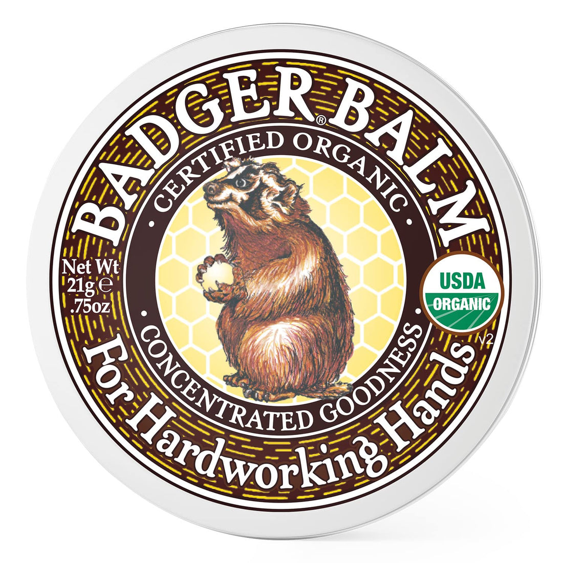 Badger - Hardworking Hands Healing, Aloe Vera & Wintergreen, Working Hand Balm, for Dry Hands, Moisturizer Balm, Certified Organic Hand Balm, 0.75 oz