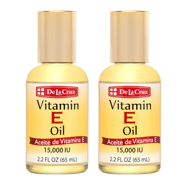 De La Cruz Vitamin E Oil, Vitamin E Oil with Safflower for Skin, Hair, Face and Body, 2.2 FL OZ. (2 Bottles)
