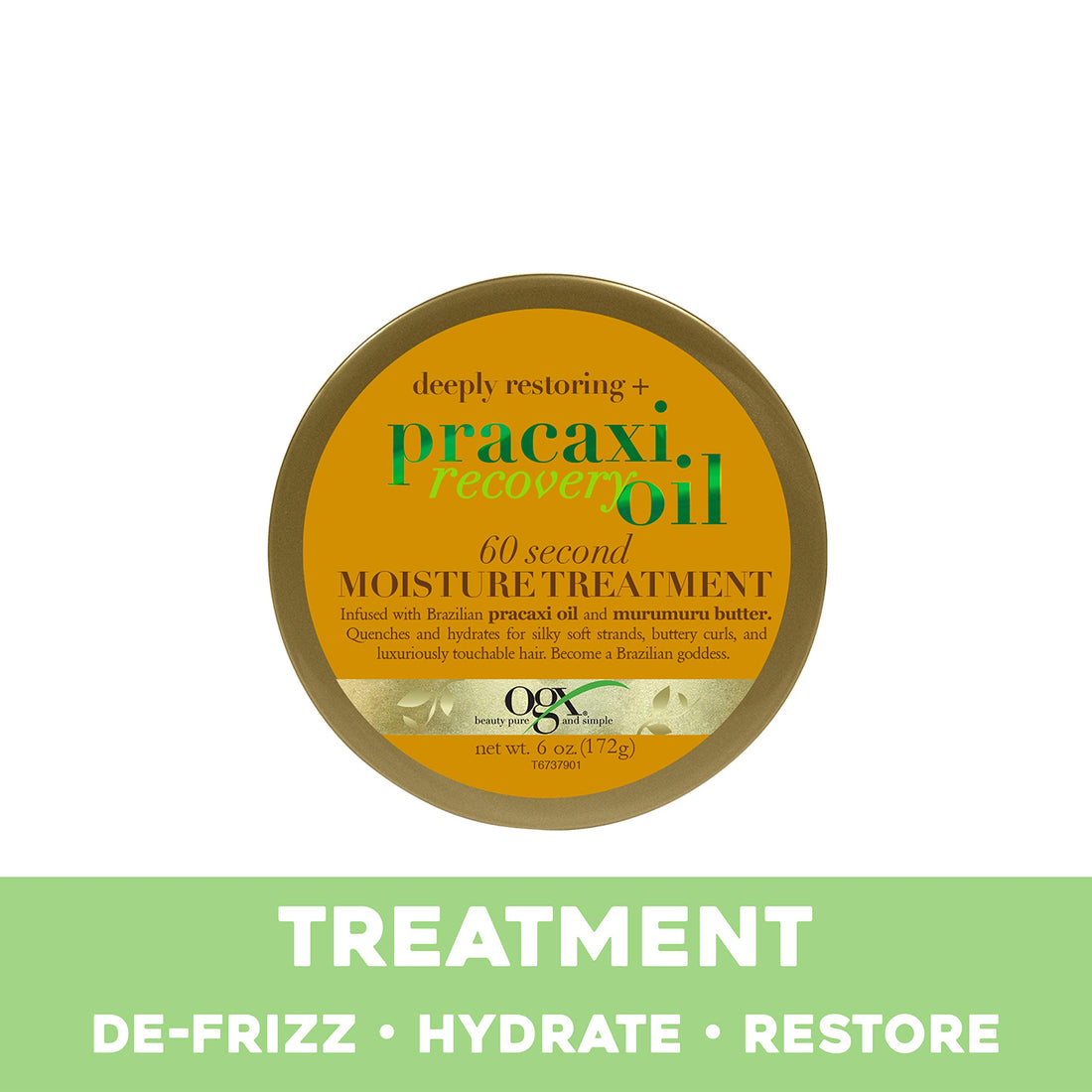 OGX Deeply Restoring + Pracaxi Recovery Oil AntiFrizz Deep Conditioning InShower Moisture Treatment with Murumuru Butter SulfateFree Surfactants Hair Mask to Nourish Restore, 6 Ounce