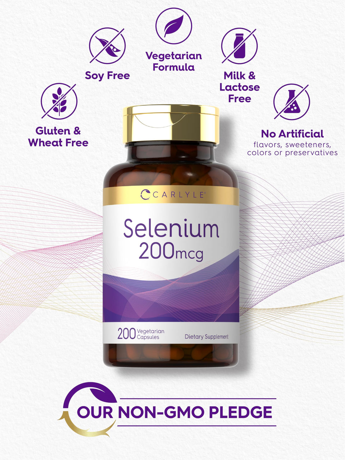 Carlyle Yeast Free Selenium Supplement | 200mcg | 200 Capsules | Vegetarian, Non-GMO, and Gluten Free Mineral Formula | L-Selenomethionine | Value Size