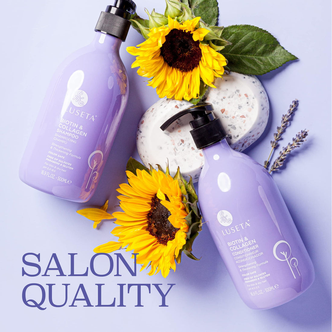 Luseta Biotin & Collagen Shampoo & Conditioner Set 2 x 16.9oz - Thickening for Hair Loss & Fast Hair Growth - Infused with Argan Oil to Repair Damaged Dry Hair - Sulfate Free Paraben Free