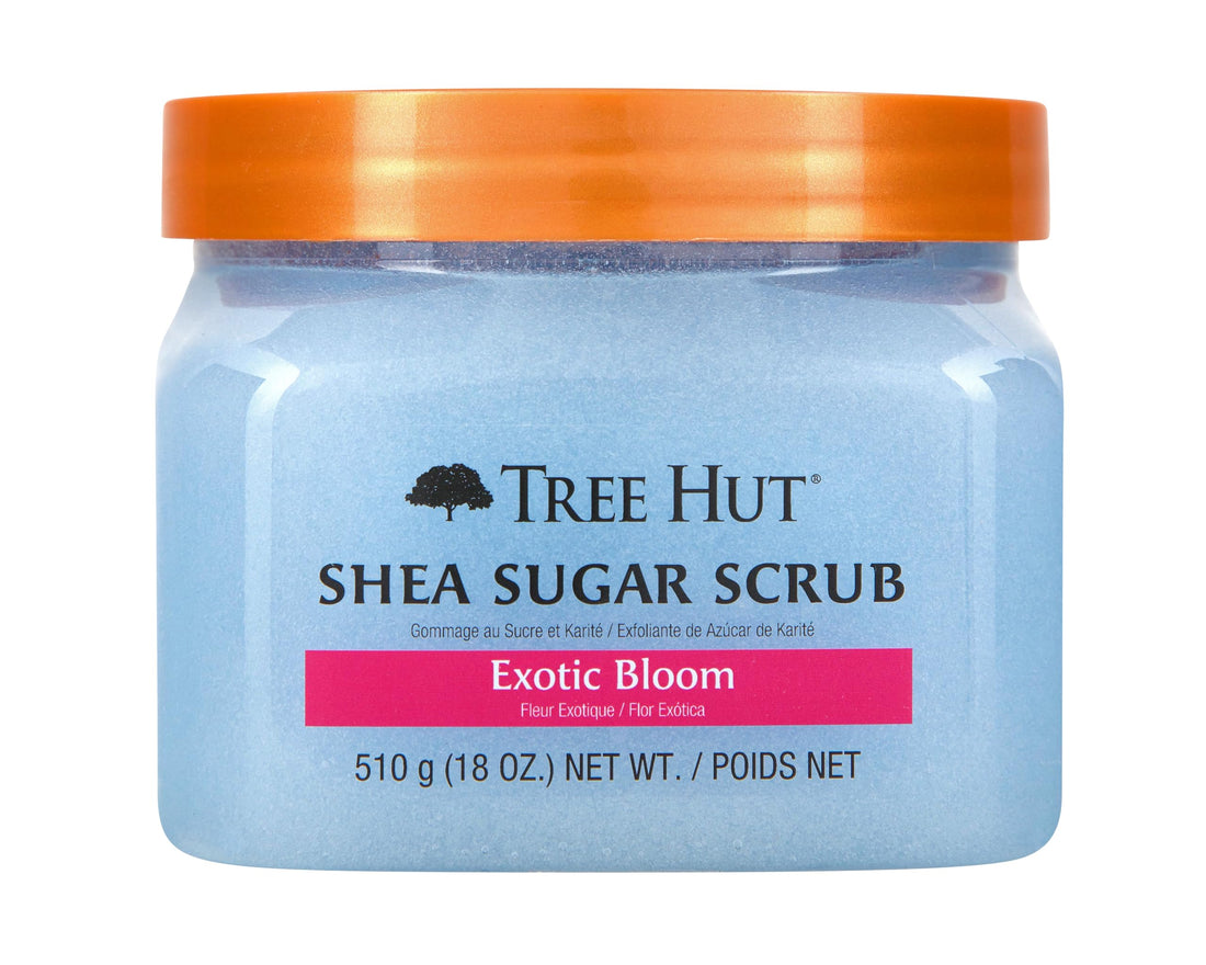 Tree Hut Exotic Bloom Shea Sugar Scrub | Exfoliating Body Scrub Removes Dead, Dry Skin for a Soft & Hydrated Feel | Nourishing Essential Body Care | 18 fl oz.