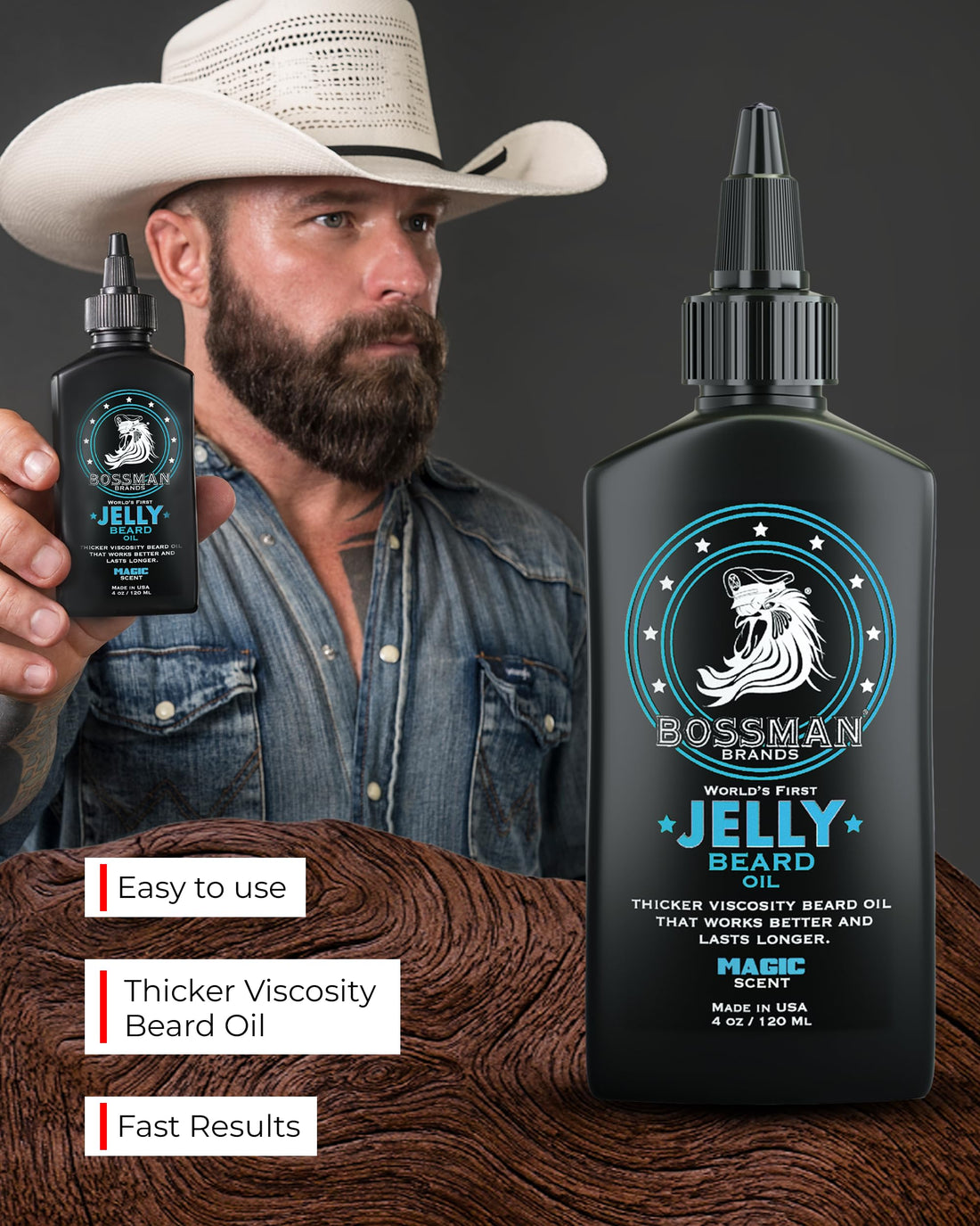 Bossman Beard Oil Jelly (4oz) - Beard Growth Softener, Moisturizer Lotion Gel with Natural Ingredients - Beard Growing Product (Magic Scent)