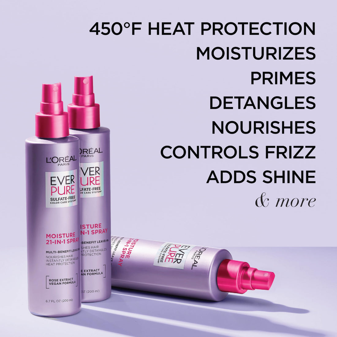 L’Oréal Paris Sulfate Free Moisture 21-in-1 Leave-In Conditioner for Dry Hair, EverPure, 6.7 fl oz