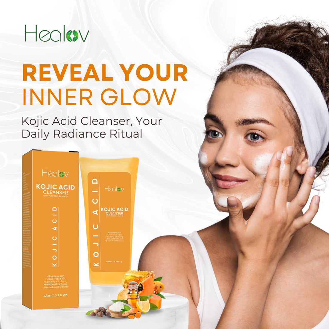 Kojic Acid Soap for Hyperpigmentation – Skin Brightening Kojic Papaya Face and Body Wash – Dark Spot Soap Reduces Acne, Scars, and Evens Skin Tone – Turmeric Facial Cleanser for Brighter Glowing Look