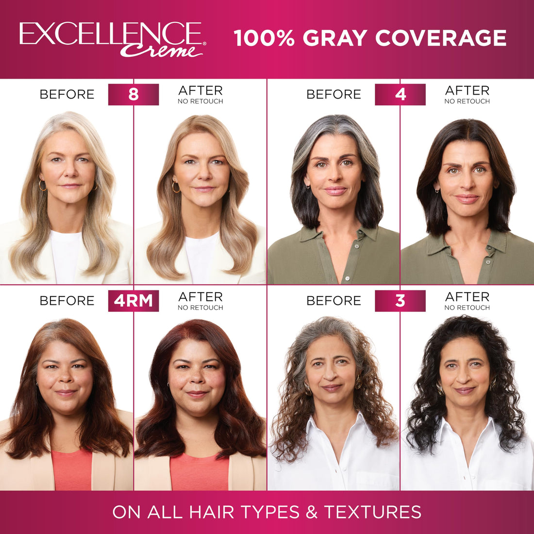 L’Oréal Paris Excellence Creme Permanent Hair Color, 5 Medium Brown, 100 percent Gray Coverage Hair Dye, Pack of 2