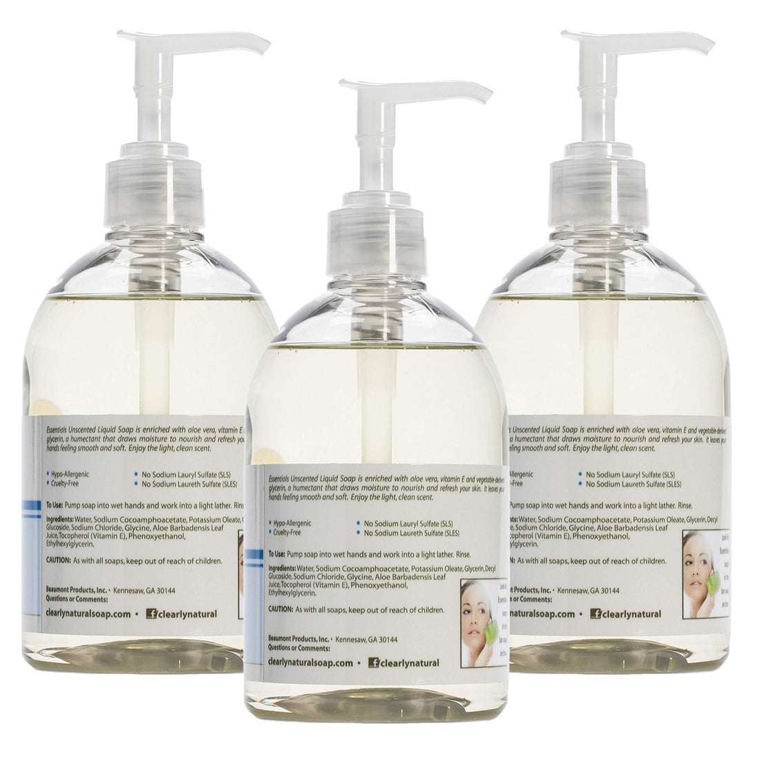 Clearly Natural Liquid Hand Soap, Unscented, 3 Count