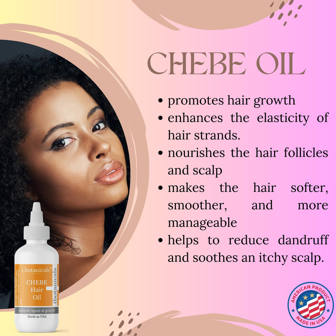 Chebe Oil for Hair Growth, Chebe from Chad Africa, Moisturizer for Scalp and Hair, African 10 in 1 Hair Growth Oil - t.botanicals (Unscented, 4 oz)