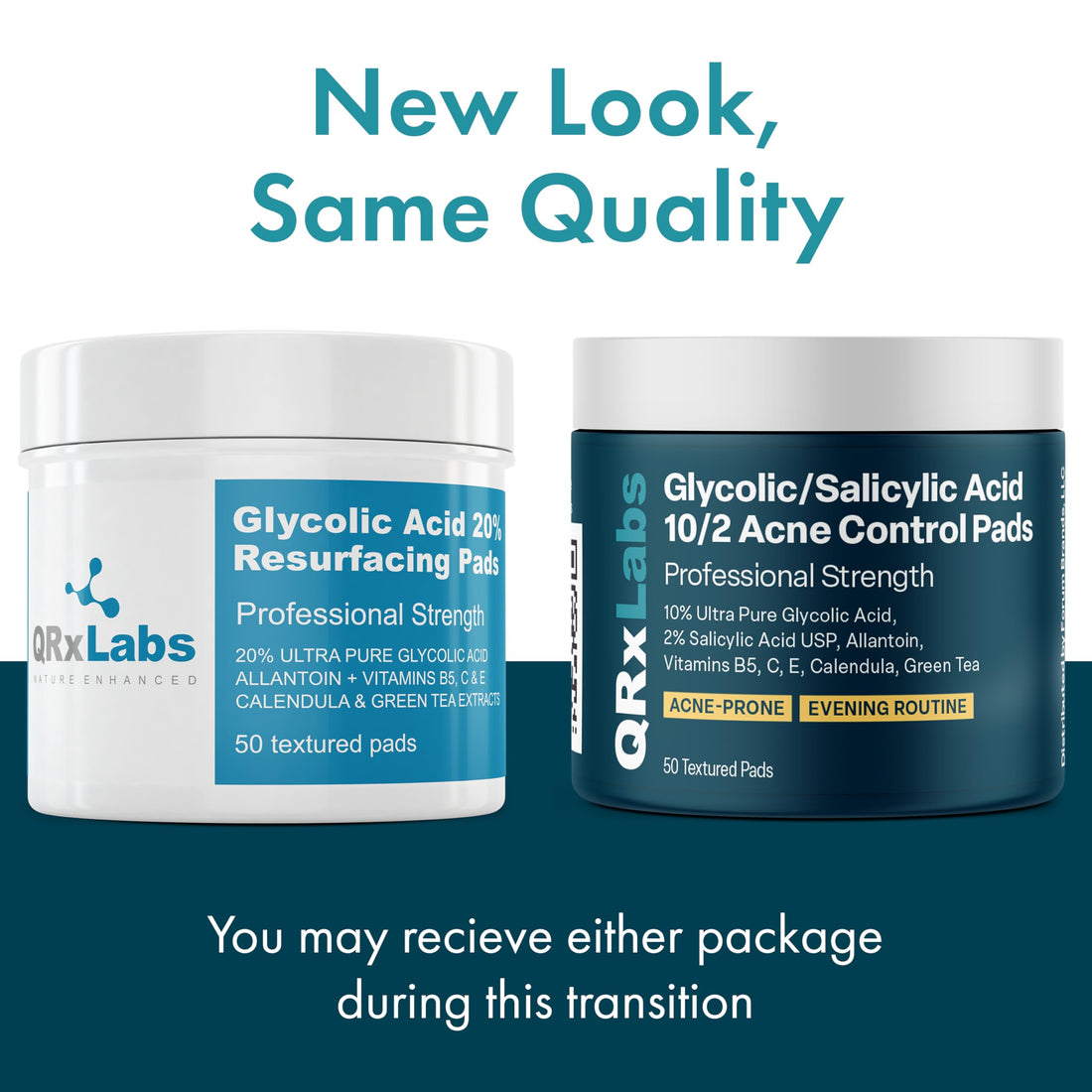 Glycolic/Salicylic Acid 10/2 Acne Control Pads with 10% Ultra Pure Glycolic Acid + 2% Salicylic Acid USP, Allantoin, Vitamins B5, C & E, Calendula & Green Tea - Helps Clear Up and Control Acne