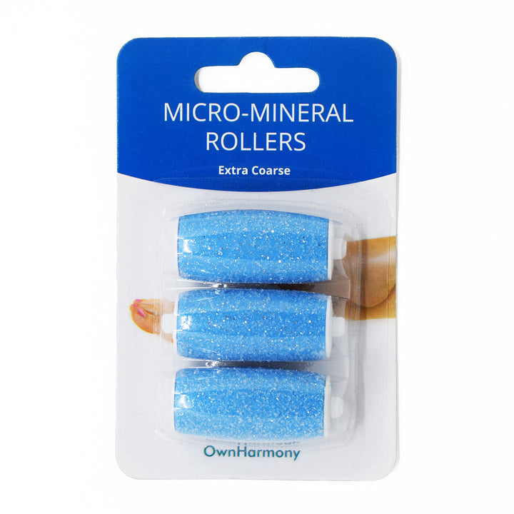 Extra Coarse 3 Refill Rollers by Own Harmony for Electric Callus Remover CR900 - Foot Care for Healthy Feet - Best Pedicure File Tools - Refills 3 Pack Extra Coarse Replacement Roller (Blue)