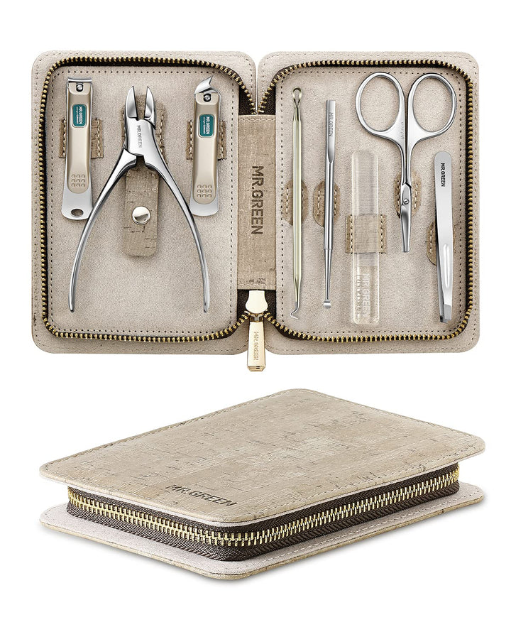 Manicure Set,Pedicure Sets,Nail Clipper Gift Sets, Family Sets, Stainless Steel Professional Nail Cutter & Grooming Kits with Leather Case (8 Pieces) - Mr.Green