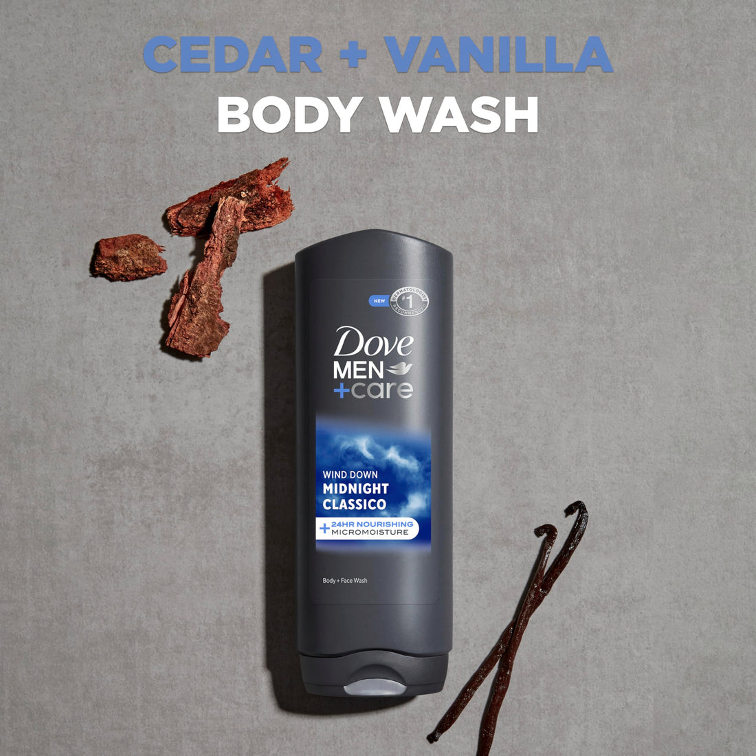 DOVE MEN + CARE Midnight Classico Body and Face Wash 4 Count for Calm, Replenished & Hydrated Skin