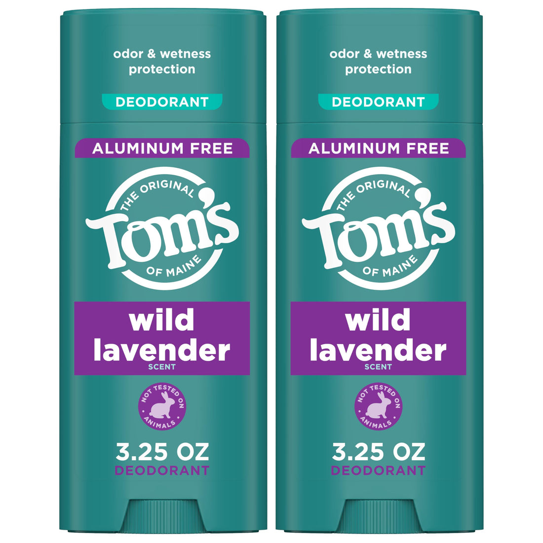 Tom’s of Maine Wild Lavender Aluminum Free Natural Deodorant For Women & Men | Goes on Clear | Odor & Wetness Protection | Naturally Derived and Moisture-Locking Ingredients | 3.25 oz (2 Pack)